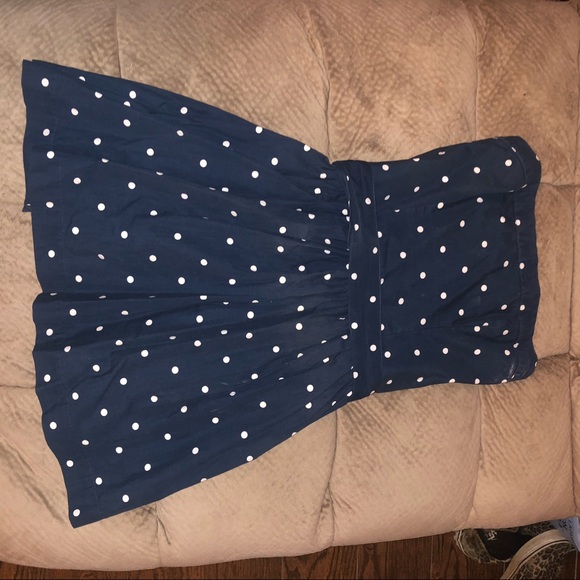 {A&F} Strapless Blue White Polka Dot Swing Dress - Picture 6 of 8